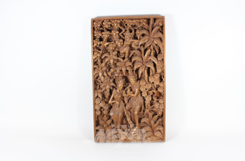 asiat. Holzschnitzerei, ca. 49 x 28 cm