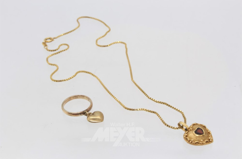 Halskette, 585er GG mit Herzanhänger