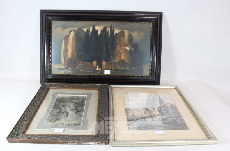 6 Bilder - Drucke und Aquarell