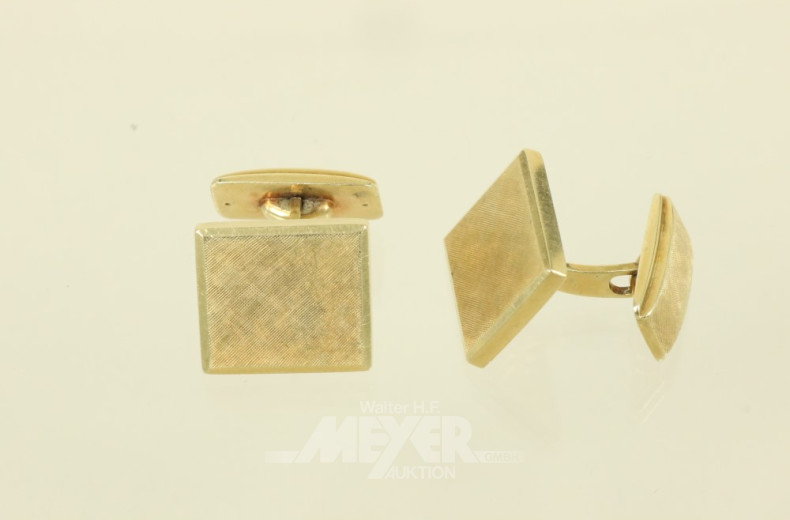Paar Manschettenknöpfe, 585er GG, ca. 11 g