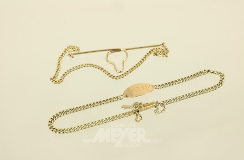 Fußkettchen und 1 Krawattenhalter,