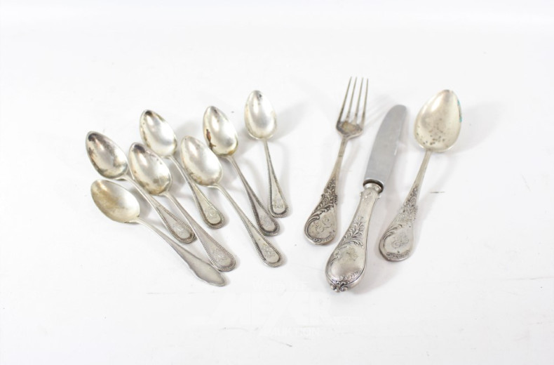 Posten Besteckteile, 800er Silber