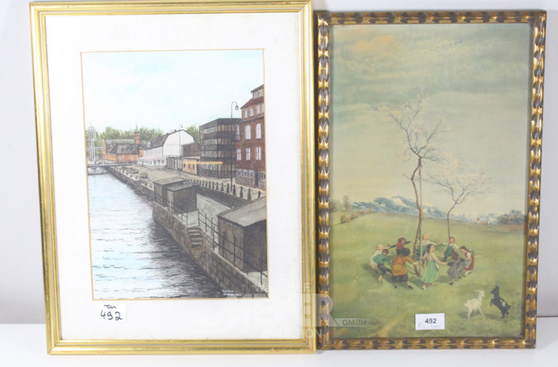 Posten Bilder u. Aquarelle, 12 Stk.: