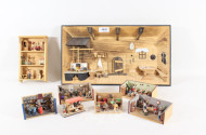 Posten Holz-Miniatur-Szenen u. 1 Diorama