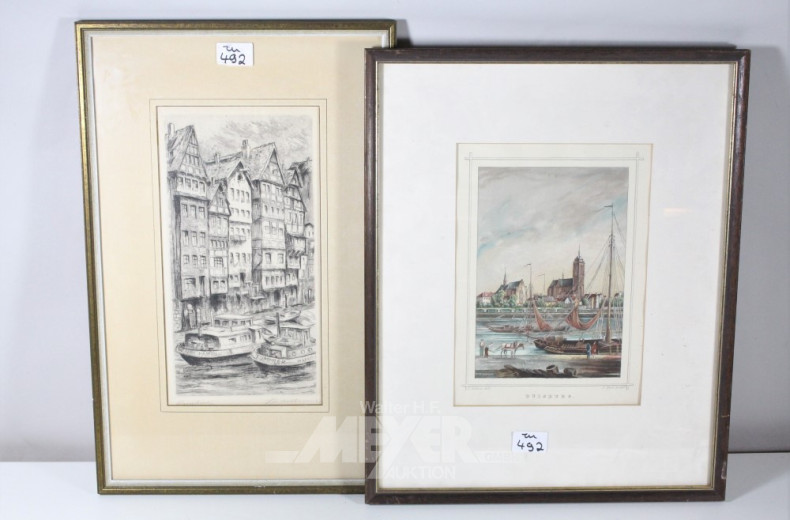 Posten Bilder u. Aquarelle, 12 Stk.: