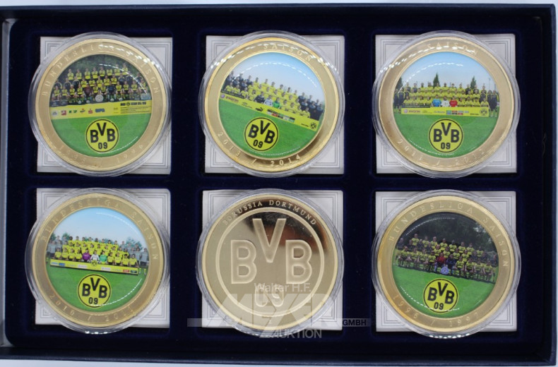 3 Münzen DM 10, 1 Medaille,