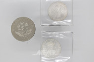 3 Münzen DM 10, 1 Medaille,
