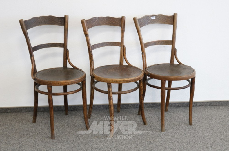 3 Kaffeehaus-Stühle, Österreich 20er Jahre