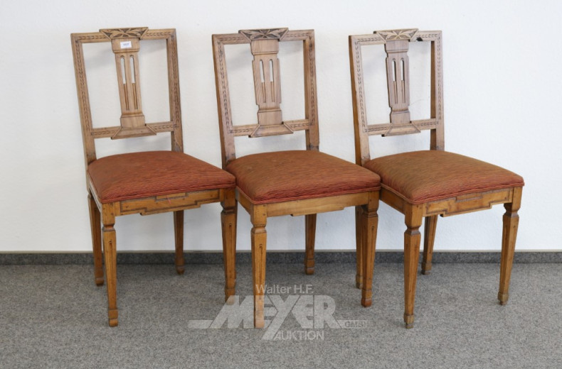 3 Stühle, Ende 19 Jh. Bezug rosé,