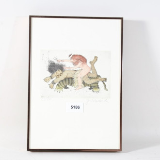 Farblithographie ''Haarschnitt oder was?''