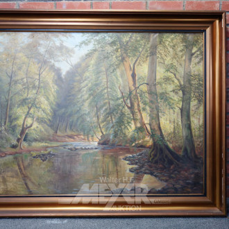 Gemälde ''Waldlandschaft mit Fluß''