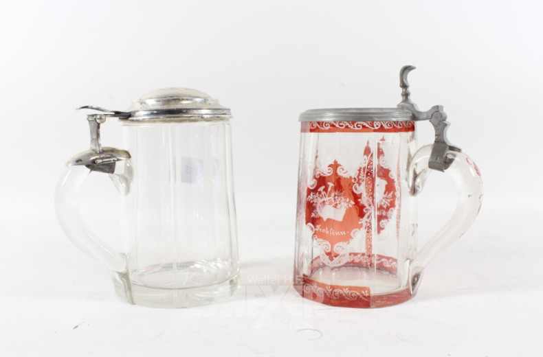 2 versch. antike Bierdeckelkrüge,