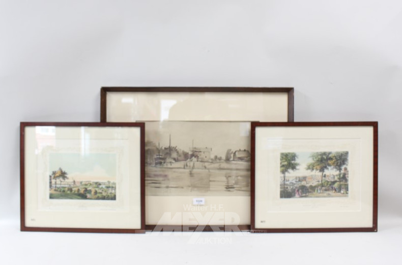 8 versch. Bilder und Drucke, gerahmt