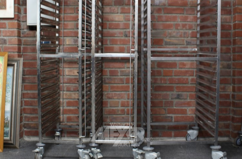 3 Tablett-Abräumwagen, Edelstahl