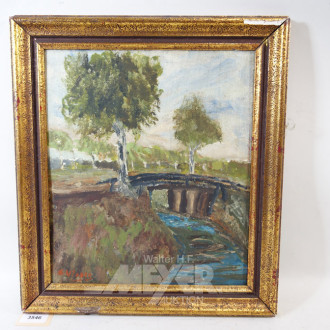 Gemälde ''Brücke mit Birkenallee''
