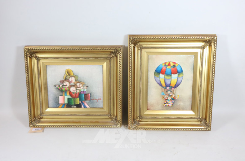 2 Bilder ''Musikanten/Ballonfahrt''