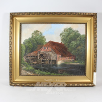 Gemälde ''Mühle am Fluß'', unsig.,