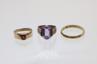 3 Damenringe, 333er GG, tlw. besetzt