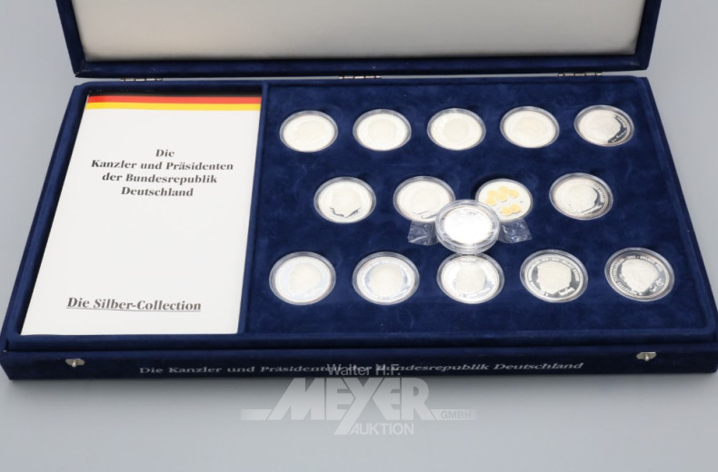 Sammlung Gedenkmünzen, Silber, 15 Stück