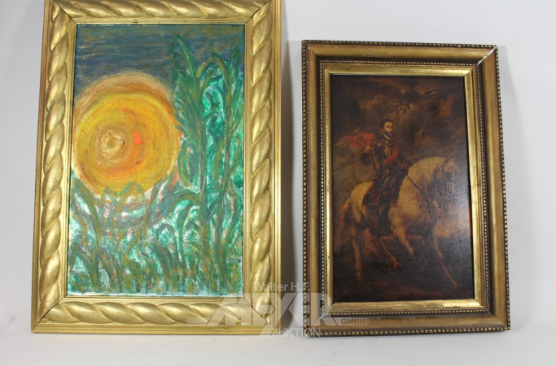 12 div. Drucke: Reiter, Parkszene, Schiffe,