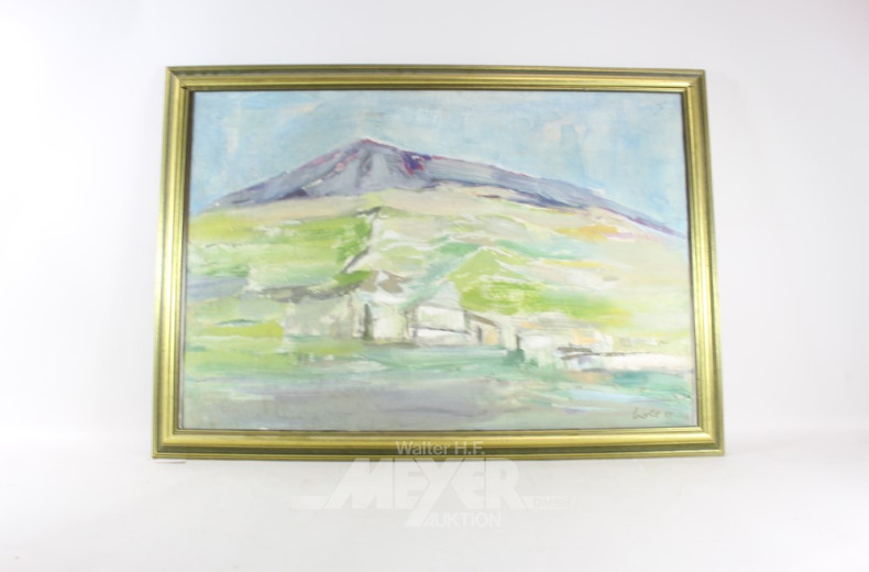 7 versch. Bilder: Waldstück, Bergansicht,