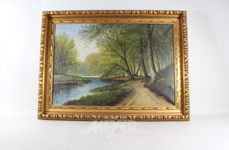 7 versch. Bilder: Waldstück, Bergansicht,