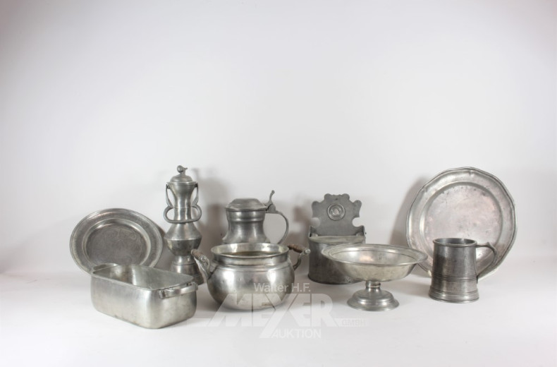 gr. Posten Zinn: Becher, Kanne,