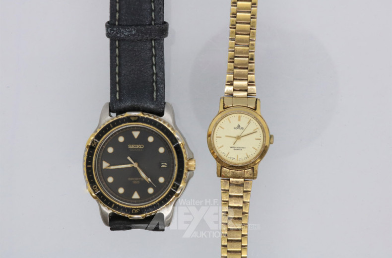 2 Armbanduhren, 1 Ohrstecker