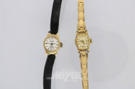 2 Damenarmbanduhren, 585er GG,