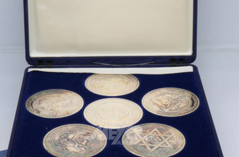 6 Medaillen Feinsiber