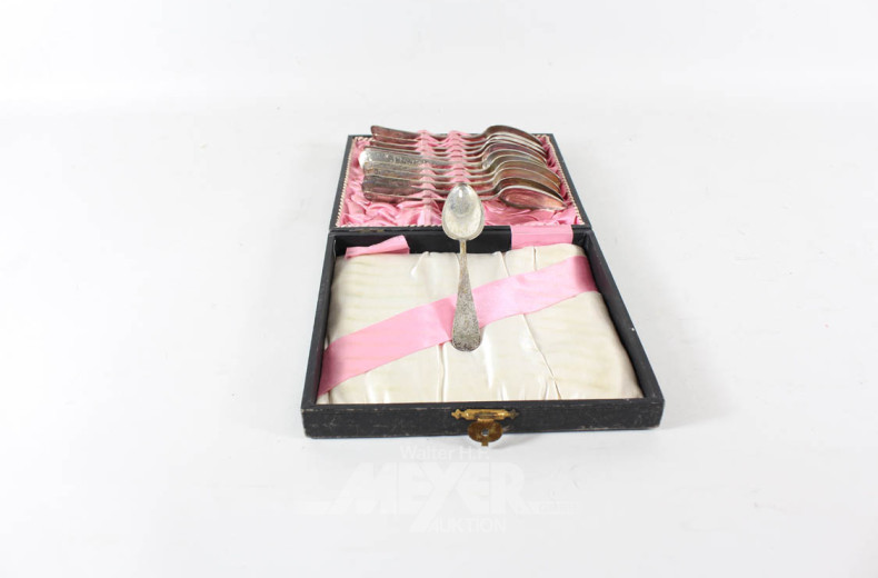 12 Kaffeelöffel, 800er Silber, ca. 240 g,