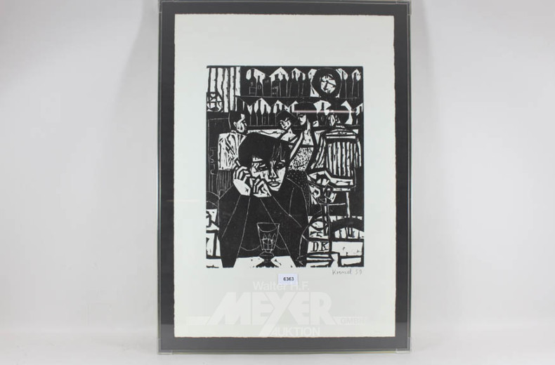 Holzschnitt ''In der Bar'',