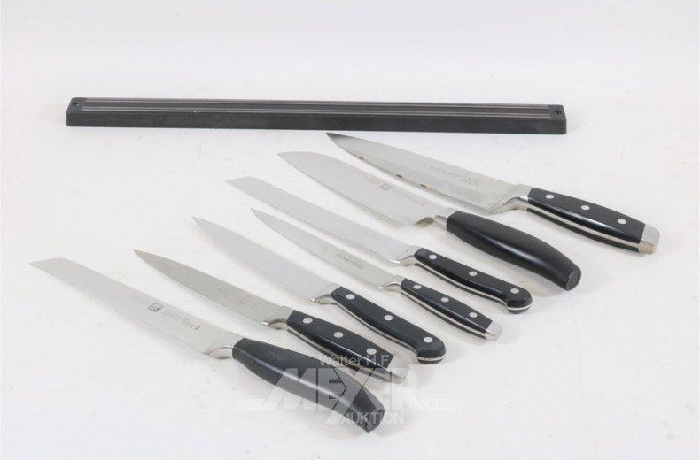 7 versch. Küchenmesser, u.a. Zwilling