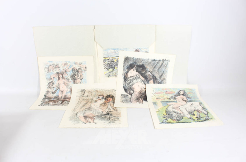 Posten div. Akt-Bilder: Radierungen u.