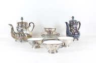 14 Teile versilbertes Porzellan: