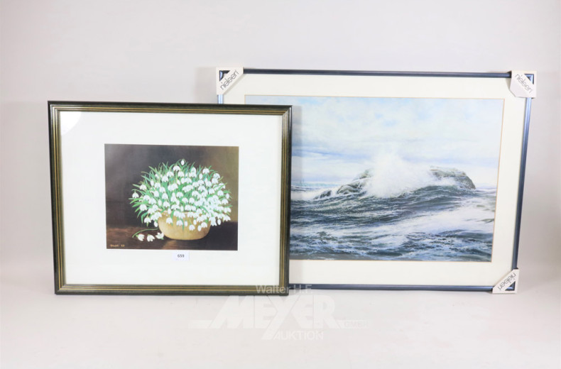 4 versch. Bilder ''Küstenlandschaft'',