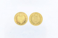 2 Goldmünzen ''5 Mark'', 1877