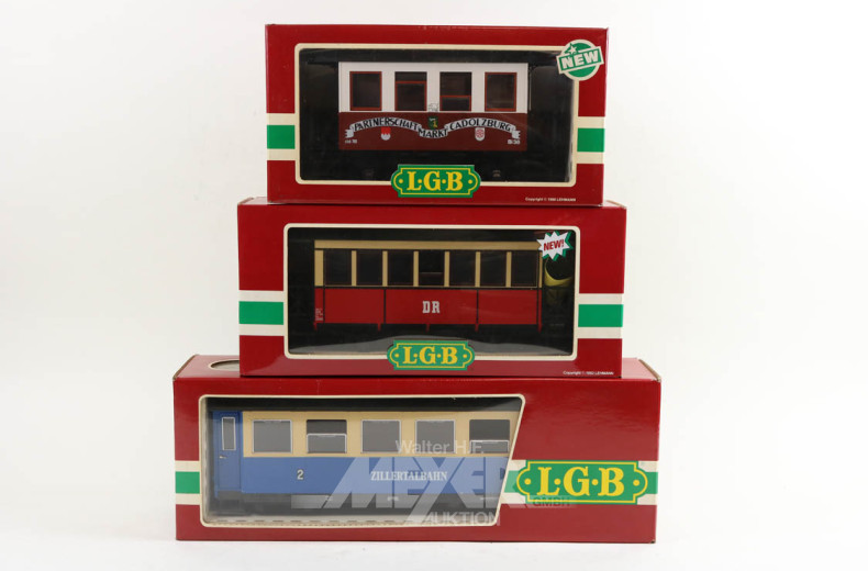 3 Waggons LGB, 3164, 3120 u. 3207