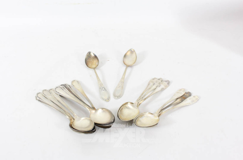17 Teelöffel, 800er Silber