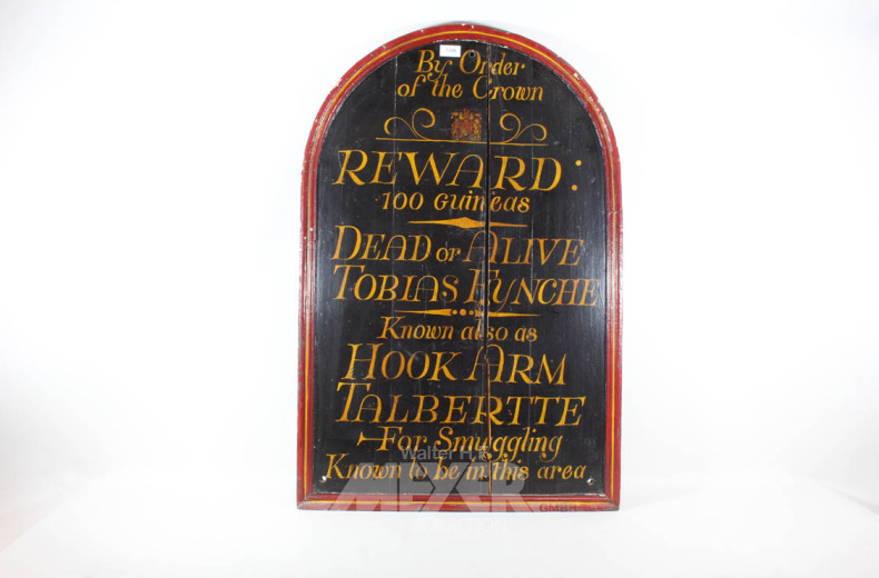 Schild ''Gesucht im Auftrag der Krone''