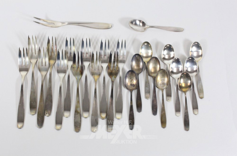 12 Kuchengabeln, 800er Silber,