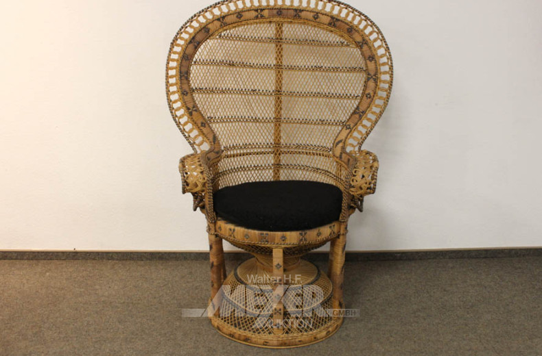 Rattansessel ''Pfauenthron'', Vintage,