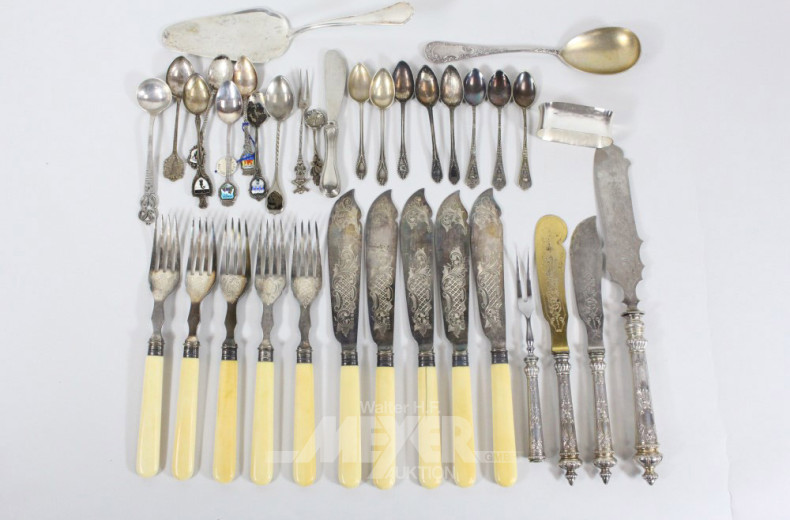 Posten Besteckteile tls. Silber,