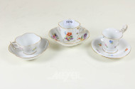 3 versch. Porzellantassen MEISSEN,