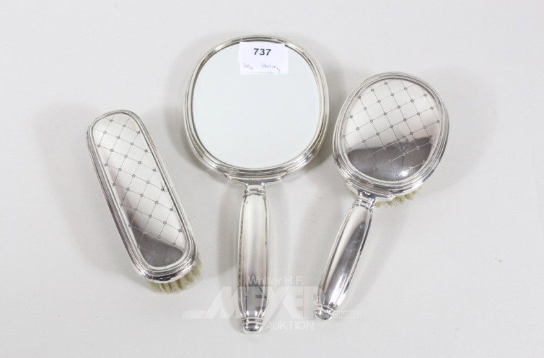 Toilettengarnitur 3 tlg., 925er Silber