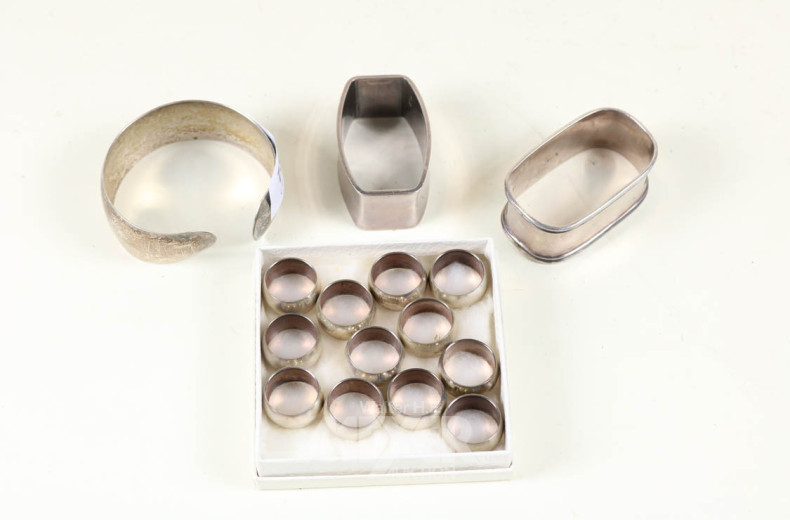 kl. Konvolut Serviettenringe, Silber,