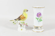Vase und 1 Vogelfigur MEISSEN,