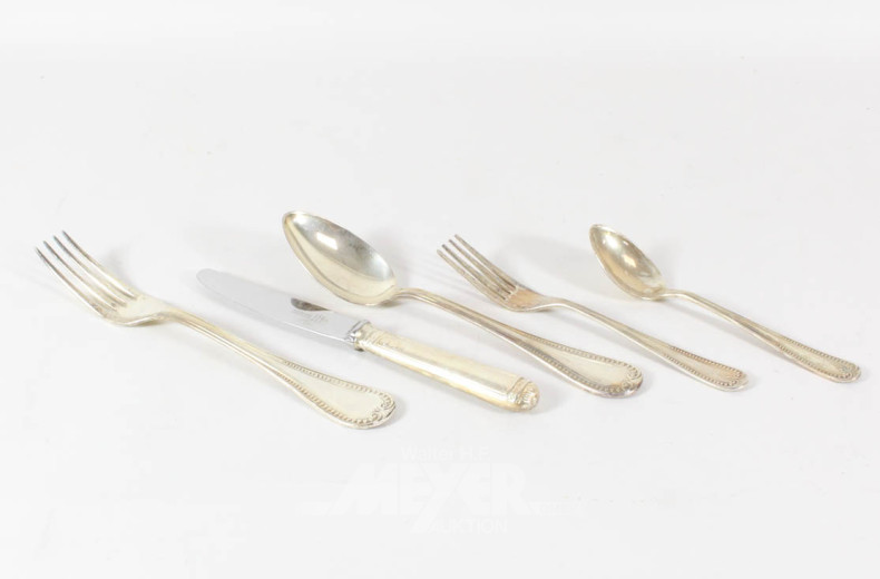 Besteck für 12 Personen, 900er Silber,
