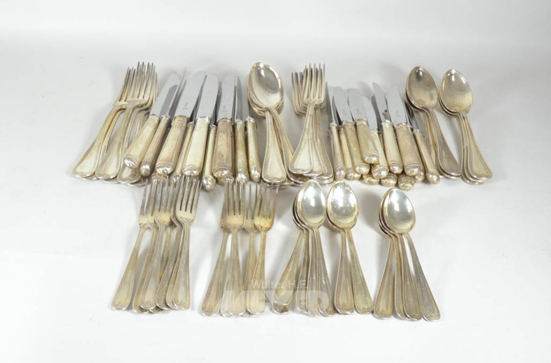 Besteck für 12 Personen, 900er Silber,