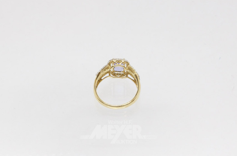 Damenring, 585er GG mit 1 Farbstein u.